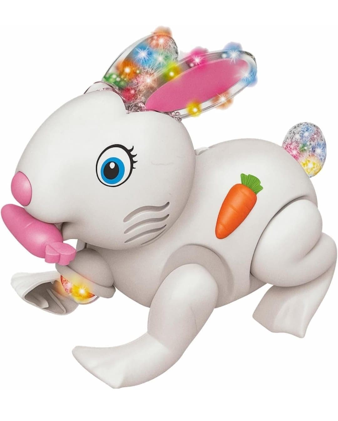 Kidoyz Carrot Rabbit Toy | Electric Bunny with Carrot, Lights & Music | Ages 3+ | Color As Per Stock