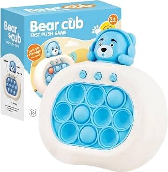 Kidoyz Electronic Pop It Game Console | Quick Push Bubble Game with Bear Design | Handheld Fidget Game | Color As Per Stock