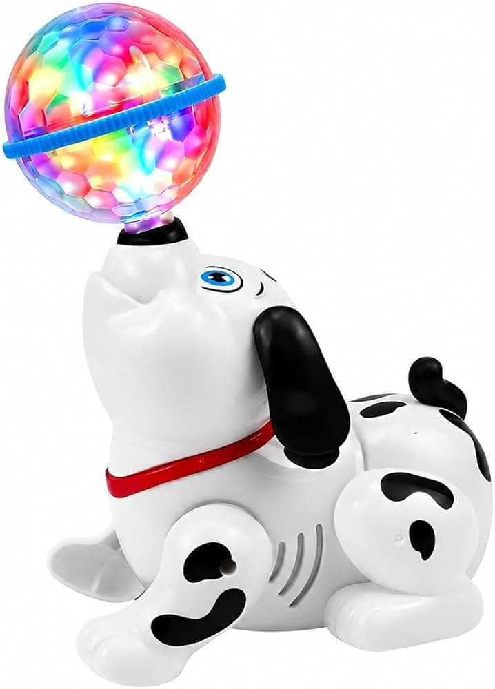 Kidoyz Dancing Dog Toy | Spinning Light Ball Dog with Lights & Music
