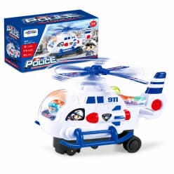 Kidoyz Police Helicopter Toy | Electric Helicopter with Spinning Rotor on Wheels