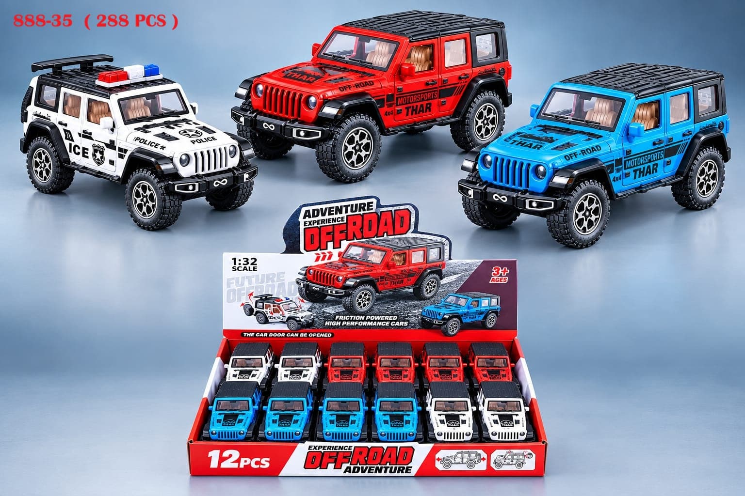 Kidoyz Off-Road Jeep | Off-road jeep toy in police, red and blue | Pack of 1 | Color As Per Stock — view 2