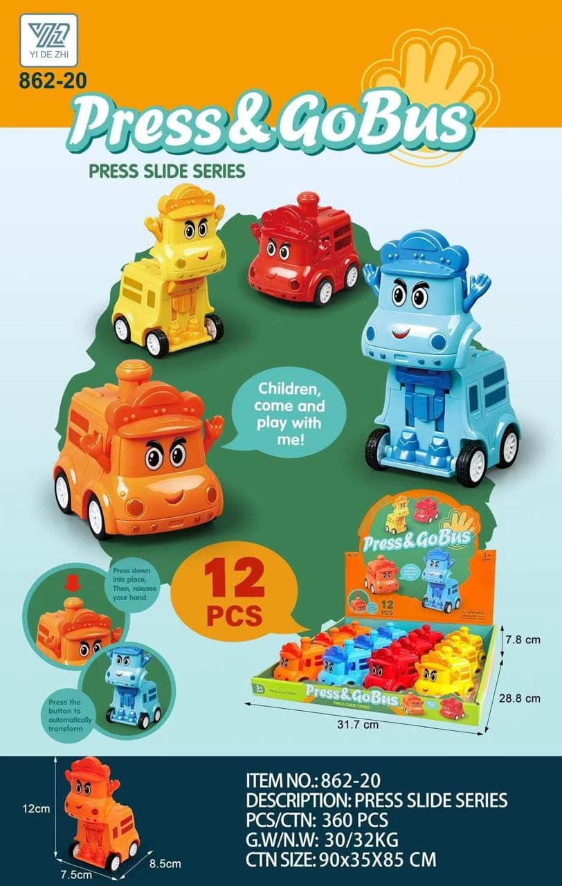 Kidoyz Press & Go Animal Bus | Press-and-go animal bus in assorted characters | Pack of 1 | Color As Per Stock — view 4