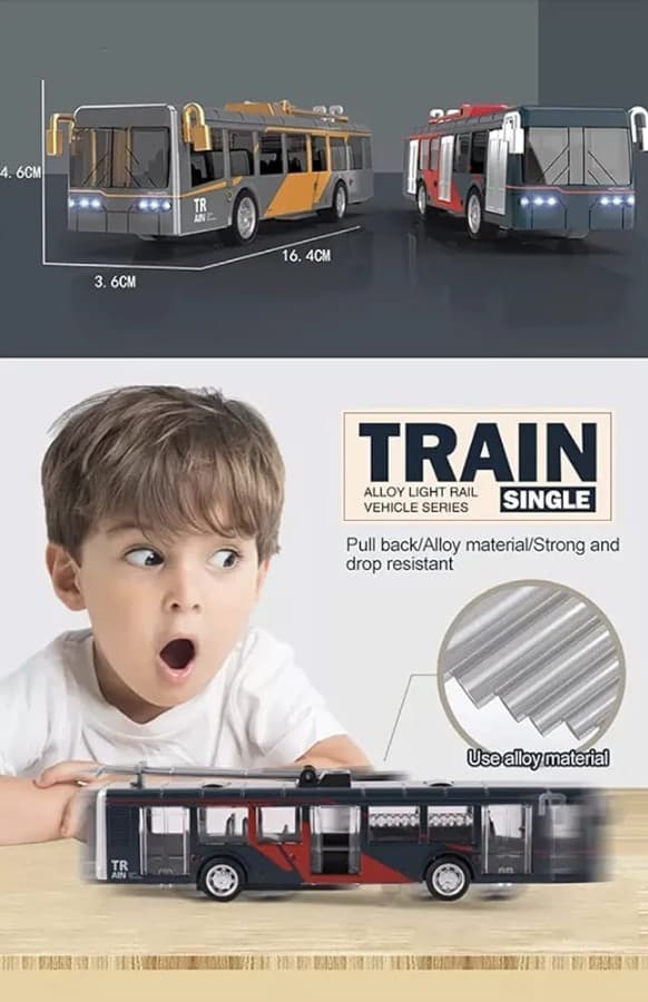Kidoyz Alloy Trolley Bus | Alloy trolley-bus model in two designs | Pack of 1 | Color As Per Stock — view 5