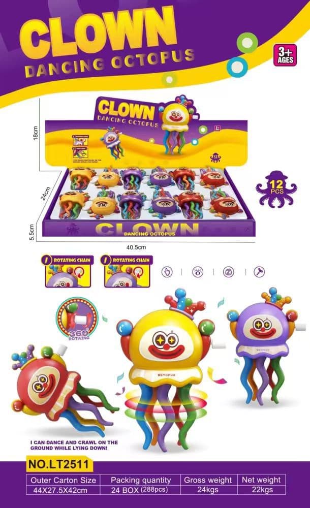 Kidoyz Dancing Clown Octopus | Dancing clown octopus toy | Ages 3+ | Pack of 1 — view 3