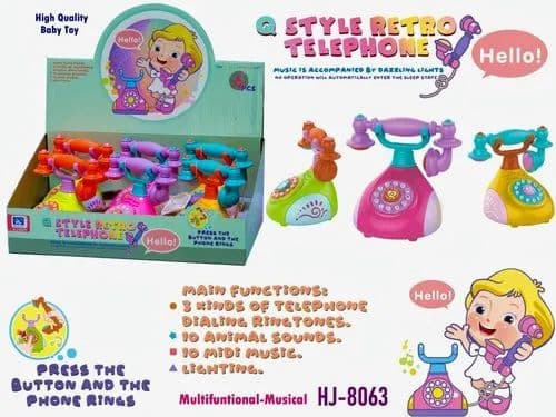 Kidoyz Retro Musical Telephone | Retro musical toy telephone with ringtones, animal sounds and lights | Pack of 1 | Color As Per Stock — view 2