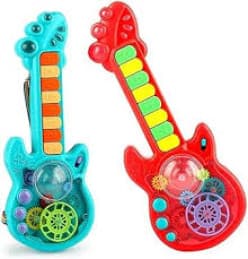 Kidoyz Gear Guitar Toy | Transparent Gear Electric Guitar with Dazzling Lights & Music | Ages 3+ | Color As Per Stock