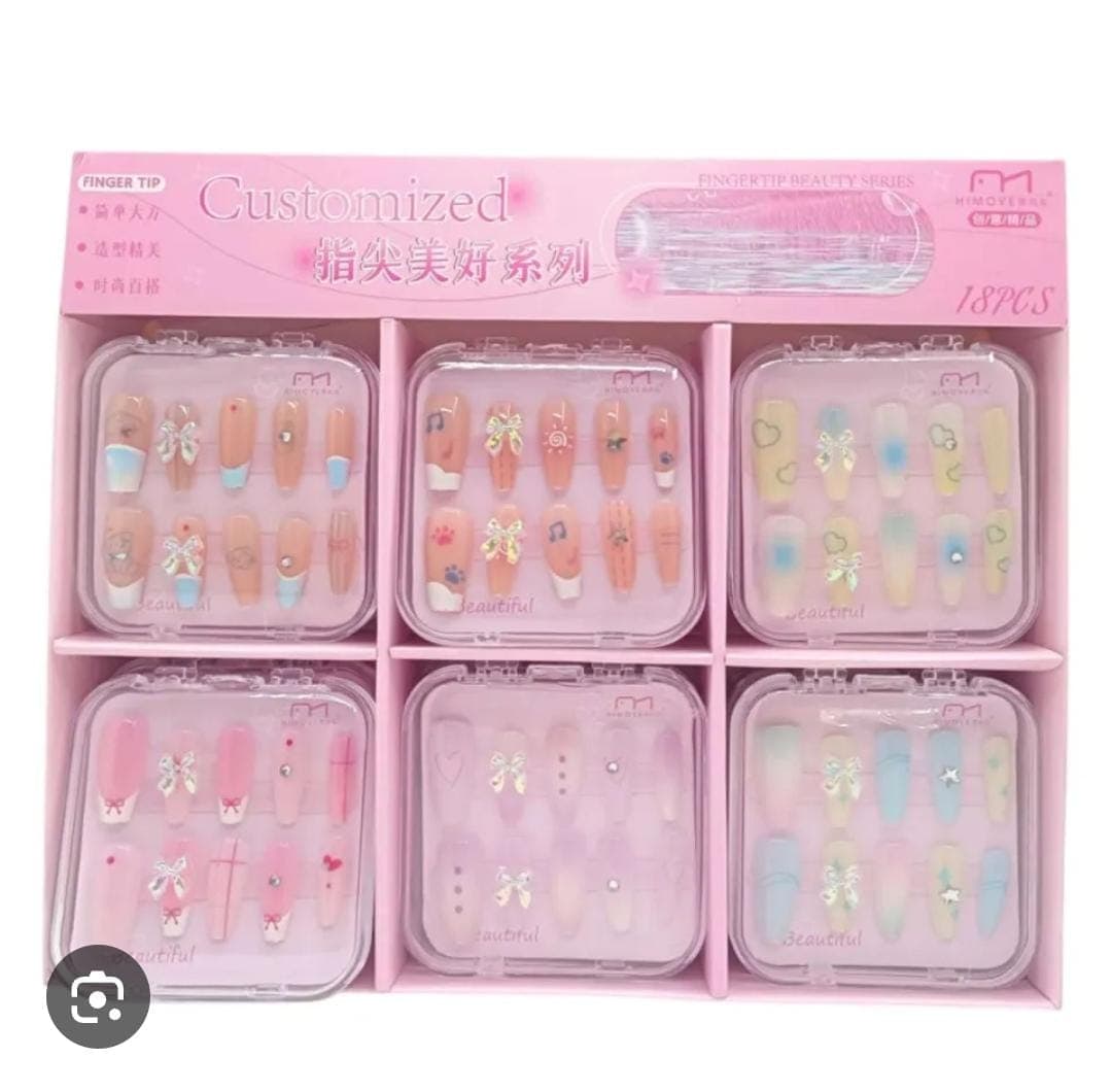 Kidoyz Press-On Nail Art Set | Decorated press-on nail sets in a box | Pack of 2 | Color As Per Stock