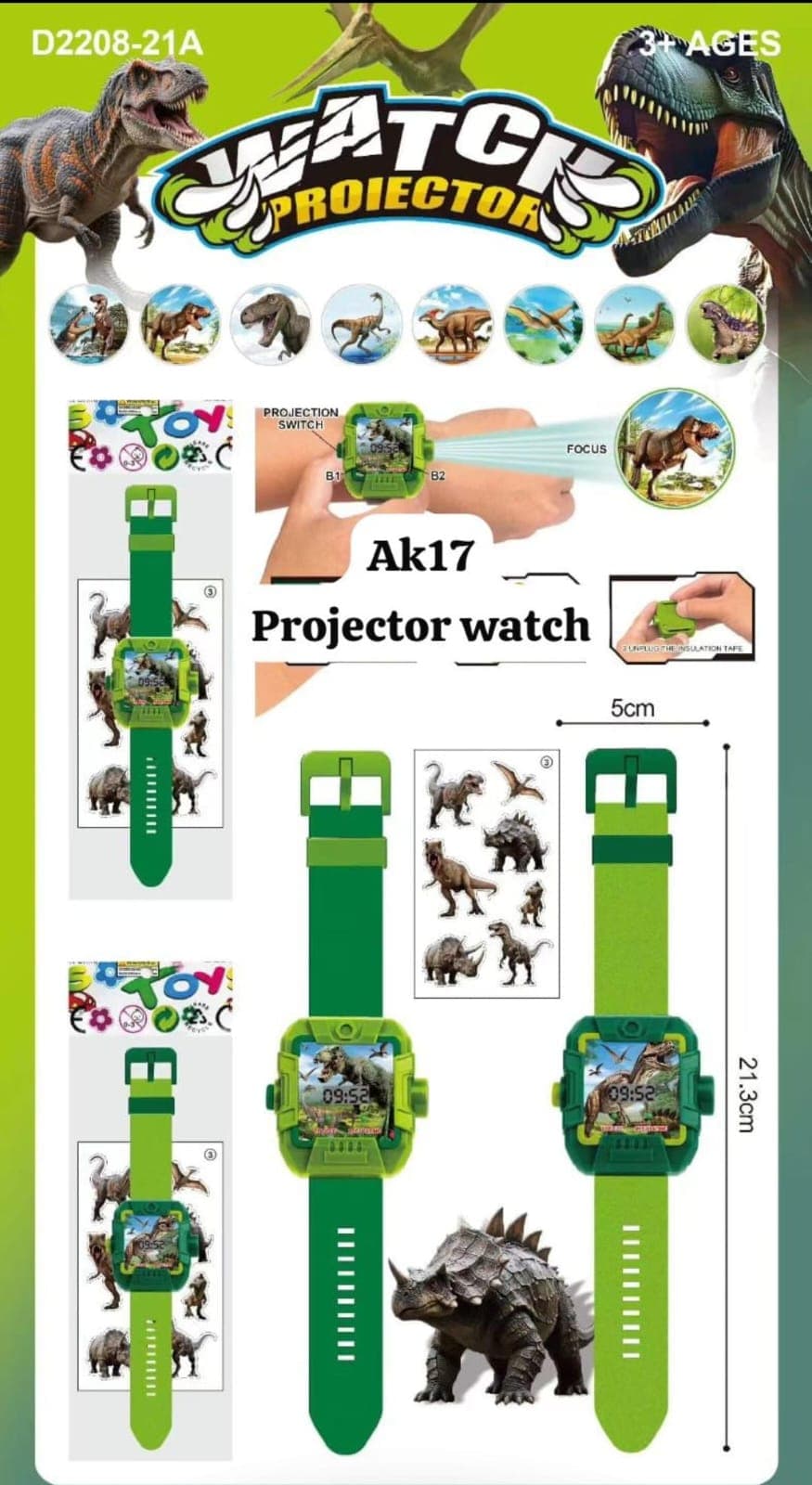 Kidoyz Dinosaur Projector Watch | Wrist watch that projects dinosaur pictures | Ages 3+ | Pack of 1