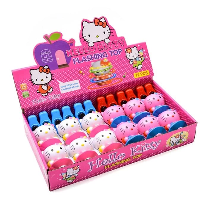Kidoyz Cartoon Cat Flashing Spinning Top | Cartoon cat spinning top with flashing lights | Pack of 1 | Color As Per Stock