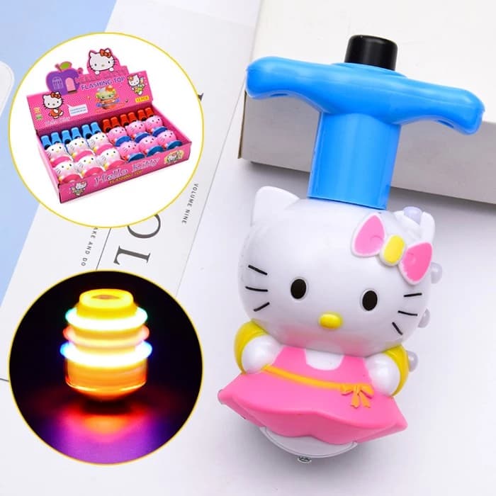 Kidoyz Cartoon Cat Flashing Spinning Top | Cartoon cat spinning top with flashing lights | Pack of 1 | Color As Per Stock — view 2