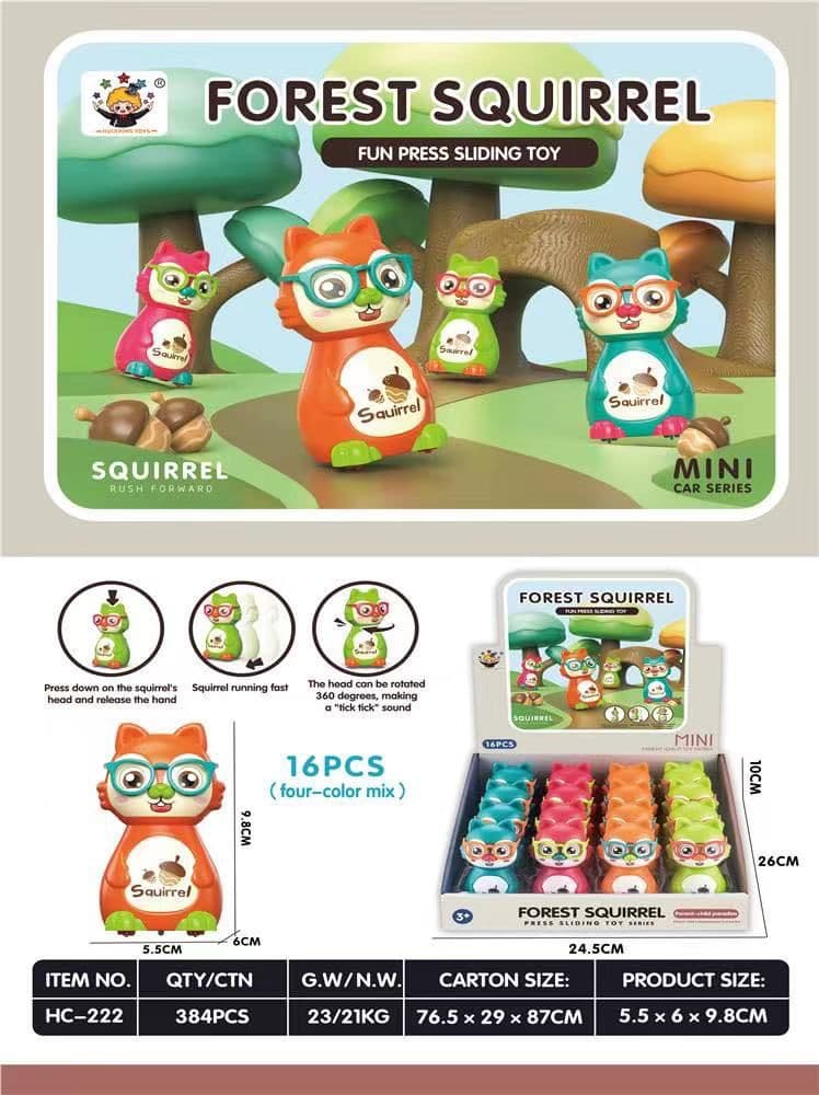 Kidoyz Forest Squirrel | Press-and-slide forest squirrel and owl toy in mixed colours | Pack of 2 | Color As Per Stock — view 4