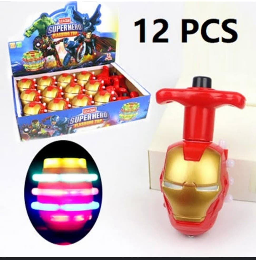 Kidoyz Superhero Flashing Spinning Top | Superhero-helmet spinning top with colourful lights | Pack of 1 — view 2