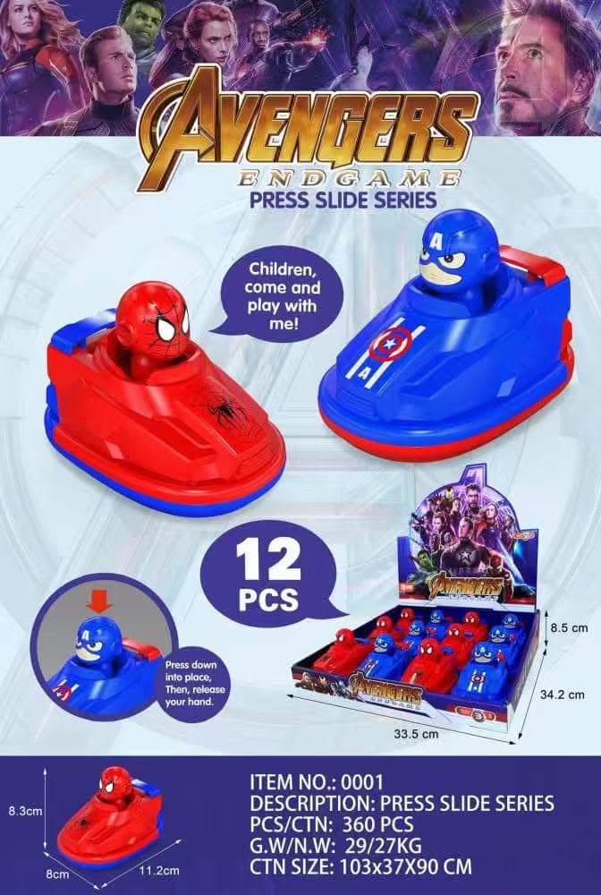 Kidoyz Superhero Press & Slide Car | Superhero-style press-and-slide car | Pack of 1 | Color As Per Stock — view 2