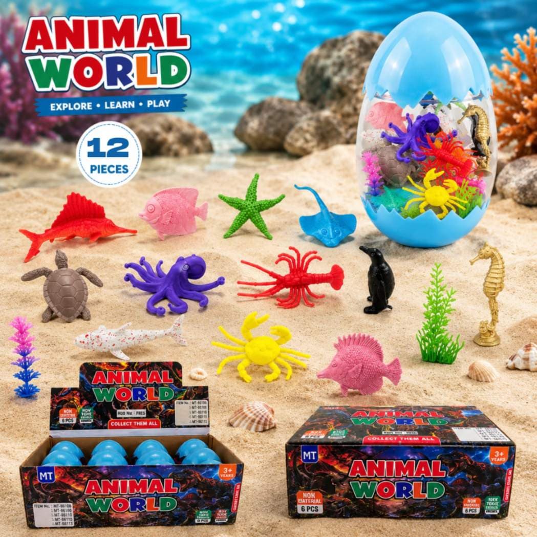 Kidoyz Ocean Animals Egg Set | 12 sea-creature figurines in a collectible egg | Pack of 1 — view 2