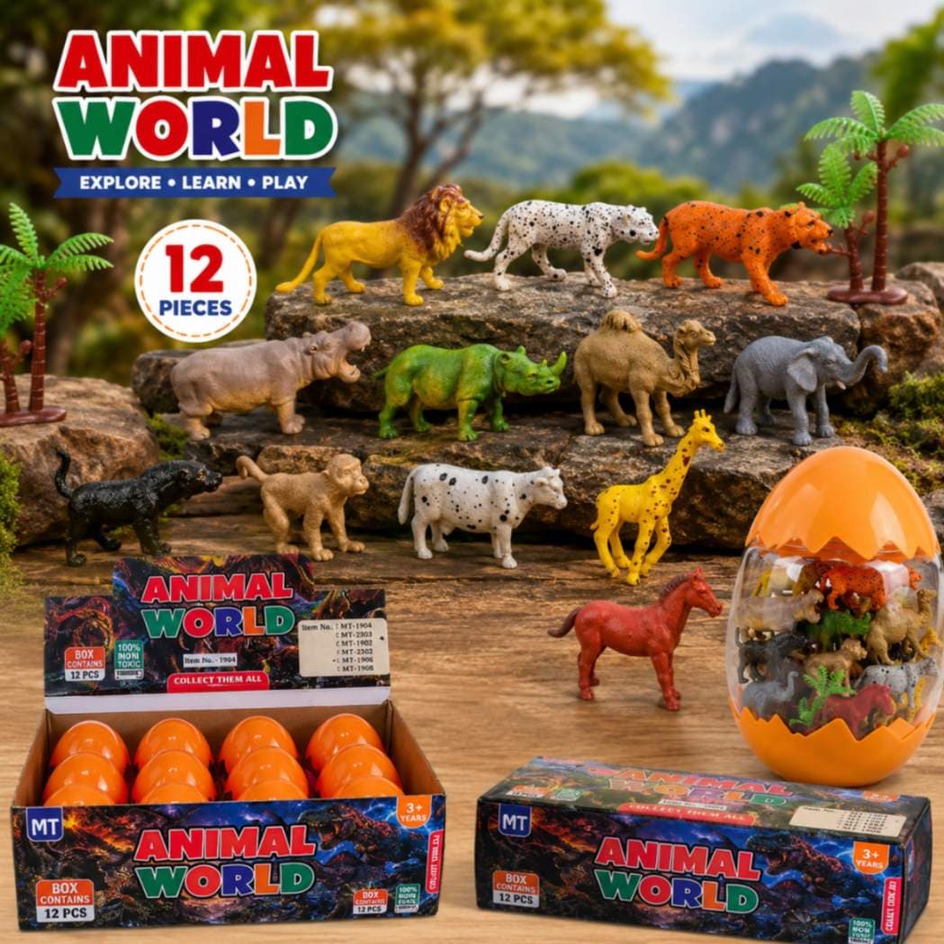 Kidoyz Wild Animals Egg Set (12 Piece) | 12 wild-animal figurines in a collectible egg | Pack of 1 — view 2