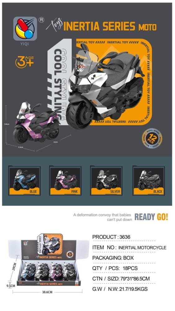Kidoyz Inertia Stylish Motorcycle | Inertia motorcycle with cool styling | Ages 3+ | Pack of 2 | Color As Per Stock — view 2