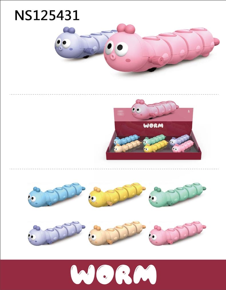 Kidoyz Crawling Worm | Crawling caterpillar worm toy in soft colours | Pack of 1 | Color As Per Stock — view 2