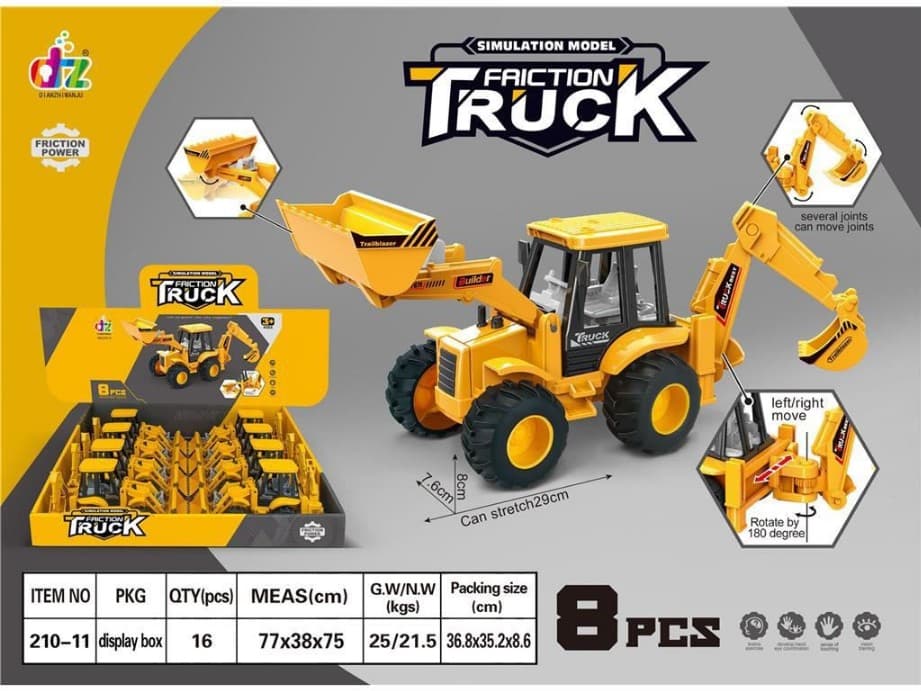 Kidoyz Friction Construction Truck | Friction-powered backhoe loader construction truck | Pack of 1 — view 4