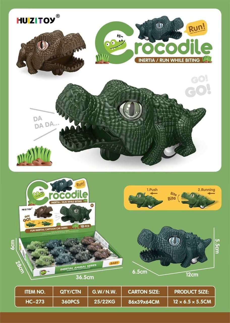 Kidoyz Crocodile Run | Inertia crocodile that runs while biting | Pack of 2 | Color As Per Stock — view 2