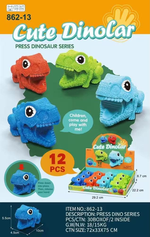 Kidoyz Press Dinosaur | Press-and-go dinosaur | Pack of 2 | Color As Per Stock — view 2