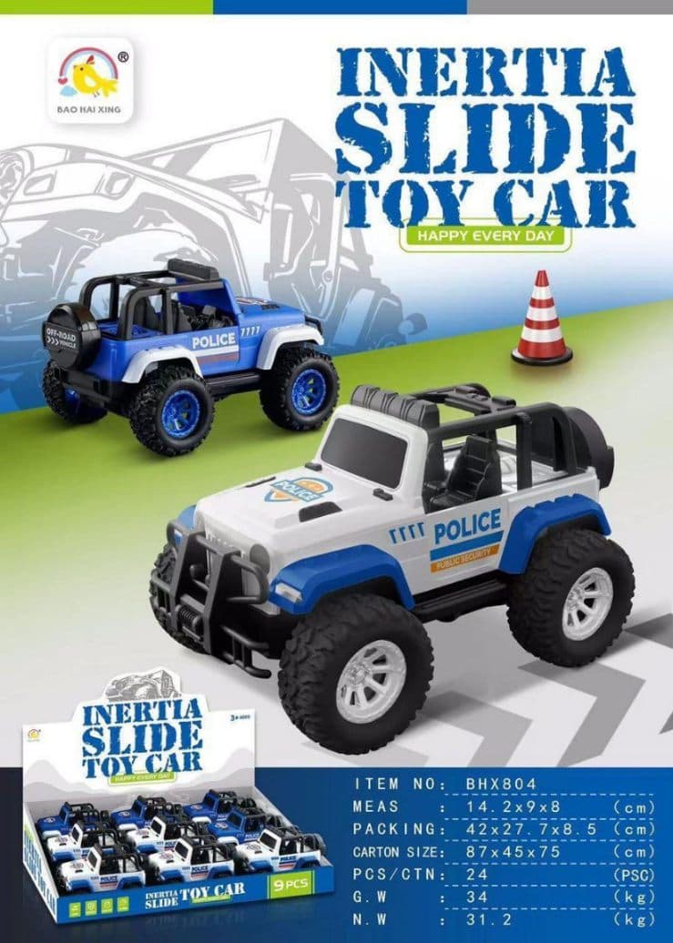 Kidoyz Inertia Slide Police Jeep | Inertia slide police jeep | Pack of 1 | Color As Per Stock — view 2