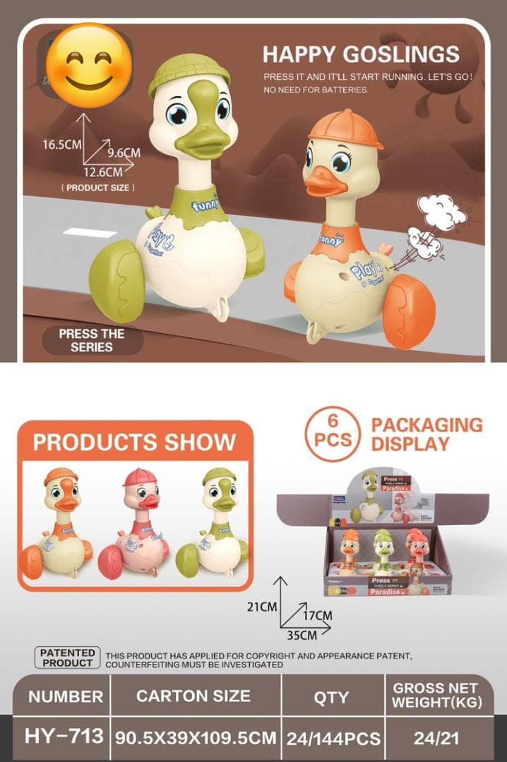 Kidoyz Happy Goslings Press Toy | Press-and-go gosling toy | Pack of 1 — view 3