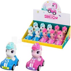 Kidoyz Unicorn Racing Car | Cute unicorn driving a numbered racing car | Pack of 1 | Color As Per Stock