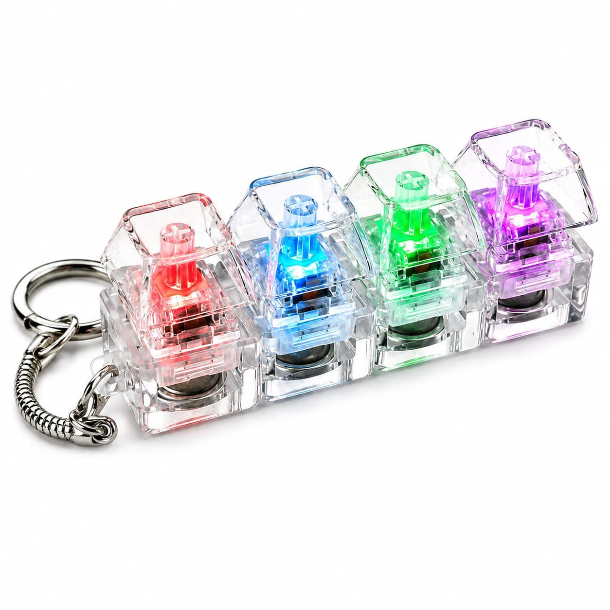 Kidoyz Light-Up Keyboard Fidget Keychain | Multi-colour light-up keyboard-switch fidget keychain | Pack of 2 | Color As Per Stock