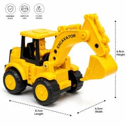 Kidoyz Friction Excavator | Friction-powered excavator | Ages 3+ | Pack of 2 | Color As Per Stock