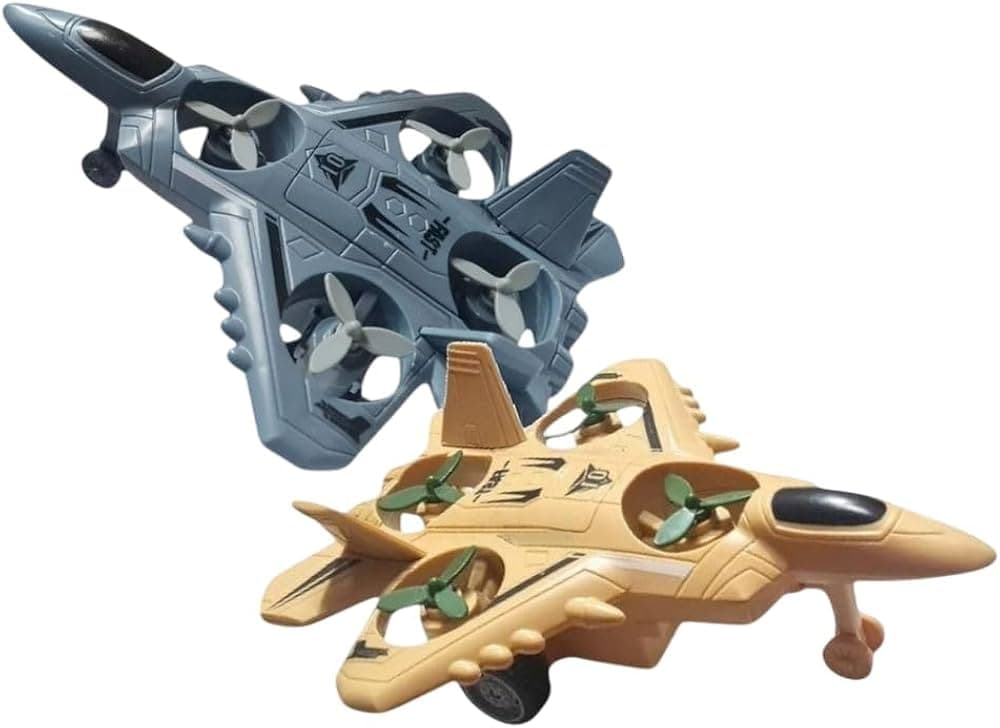Kidoyz Inertia Fighter Aircraft | Inertia fighter aircraft in grey, tan and green | Pack of 1 | Color As Per Stock