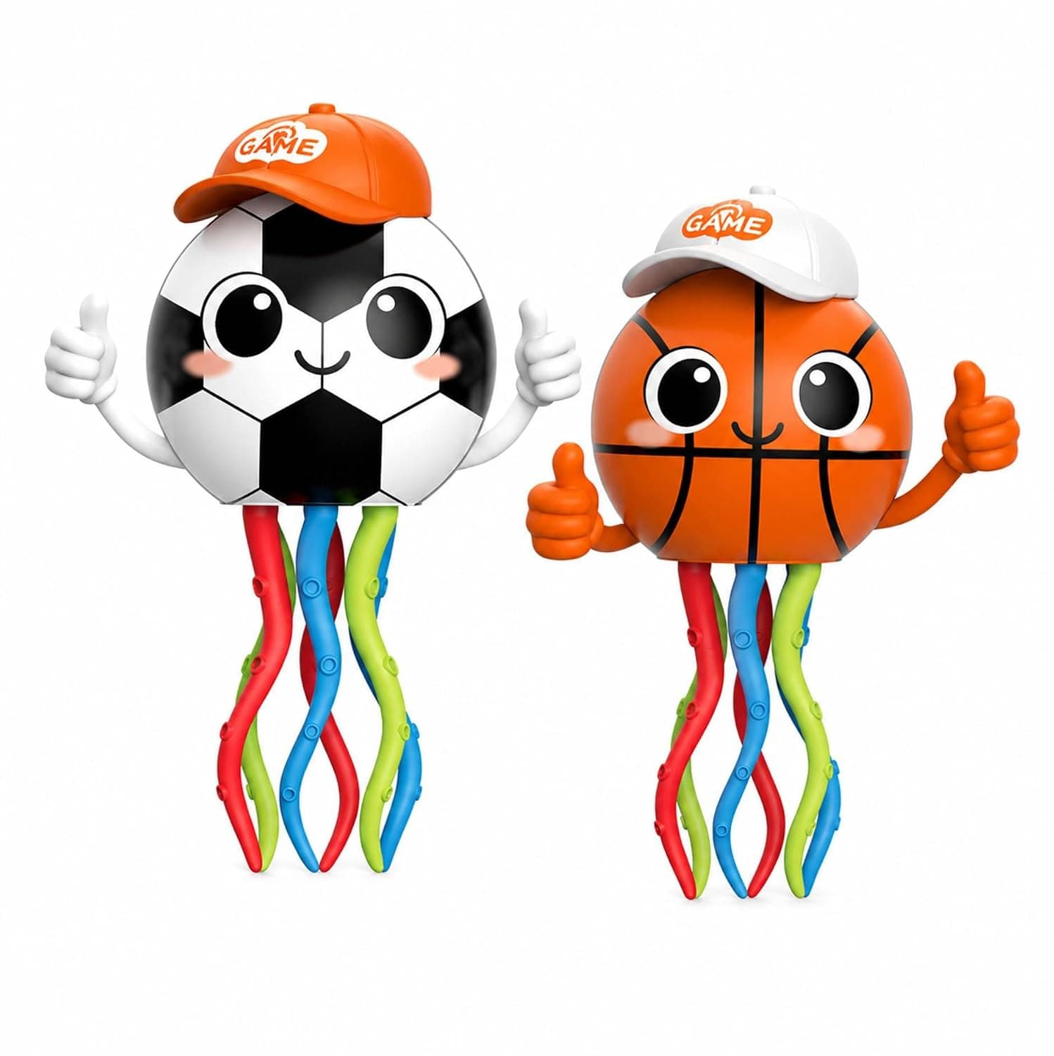 Kidoyz Sports Ball Characters | Cartoon basketball and football characters with dangling legs | Pack of 1 — view 2