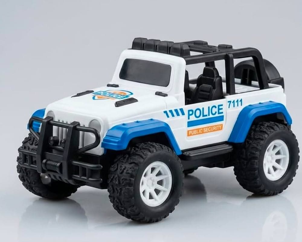 Kidoyz Inertia Slide Police Jeep | Inertia slide police jeep | Pack of 1 | Color As Per Stock