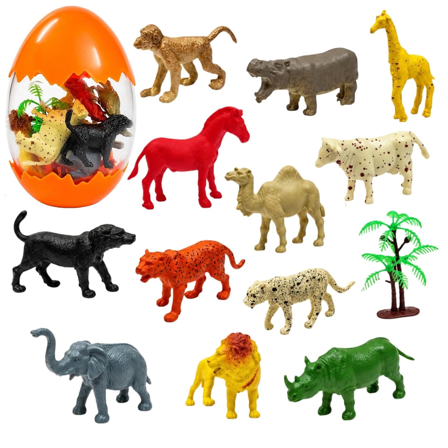 Kidoyz Wild Animals Egg Set (12 Piece) | 12 wild-animal figurines in a collectible egg | Pack of 1