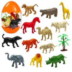 Kidoyz Wild Animals Egg Set (12 Piece) | 12 wild-animal figurines in a collectible egg | Pack of 1