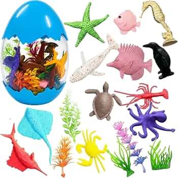 Kidoyz Ocean Animals Egg Set | 12 sea-creature figurines in a collectible egg | Pack of 1