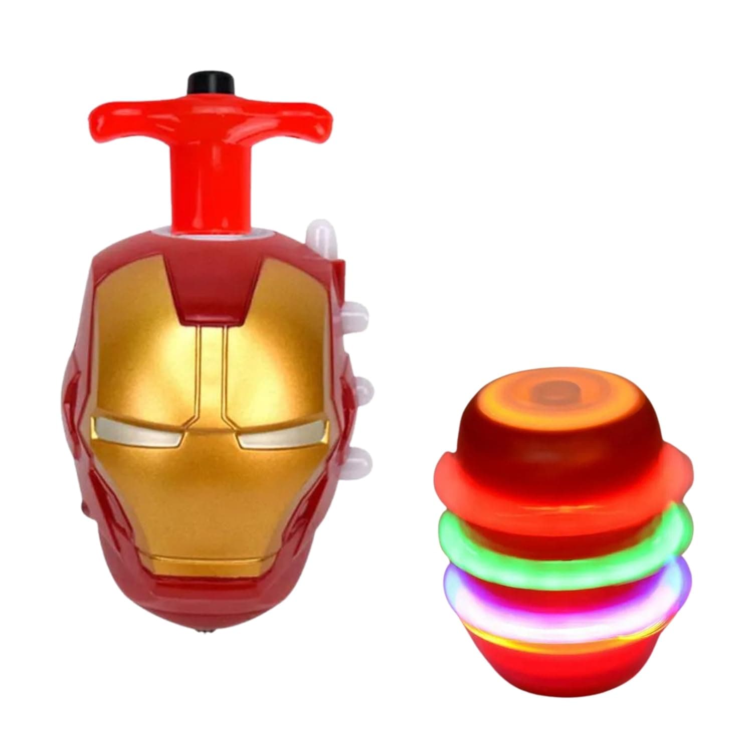 Kidoyz Superhero Flashing Spinning Top | Superhero-helmet spinning top with colourful lights | Pack of 1