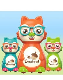 Kidoyz Forest Squirrel | Press-and-slide forest squirrel and owl toy in mixed colours | Pack of 2 | Color As Per Stock