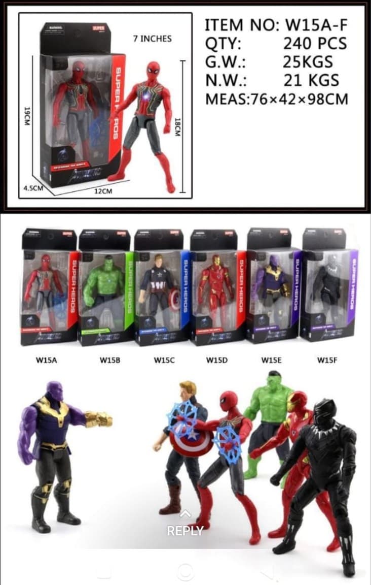 Superhero Action Figure 7 Inch With Movable Joints | 6 Designs, [Random Character Dispatch - Order 6pcs for all Set]