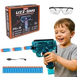 Uzi-SMG Foam Dart Blaster Toy Gun for Kids – Battery Operated Automatic Soft Bullet Gun with Rapid Fire, Magazine & Realistic Sound