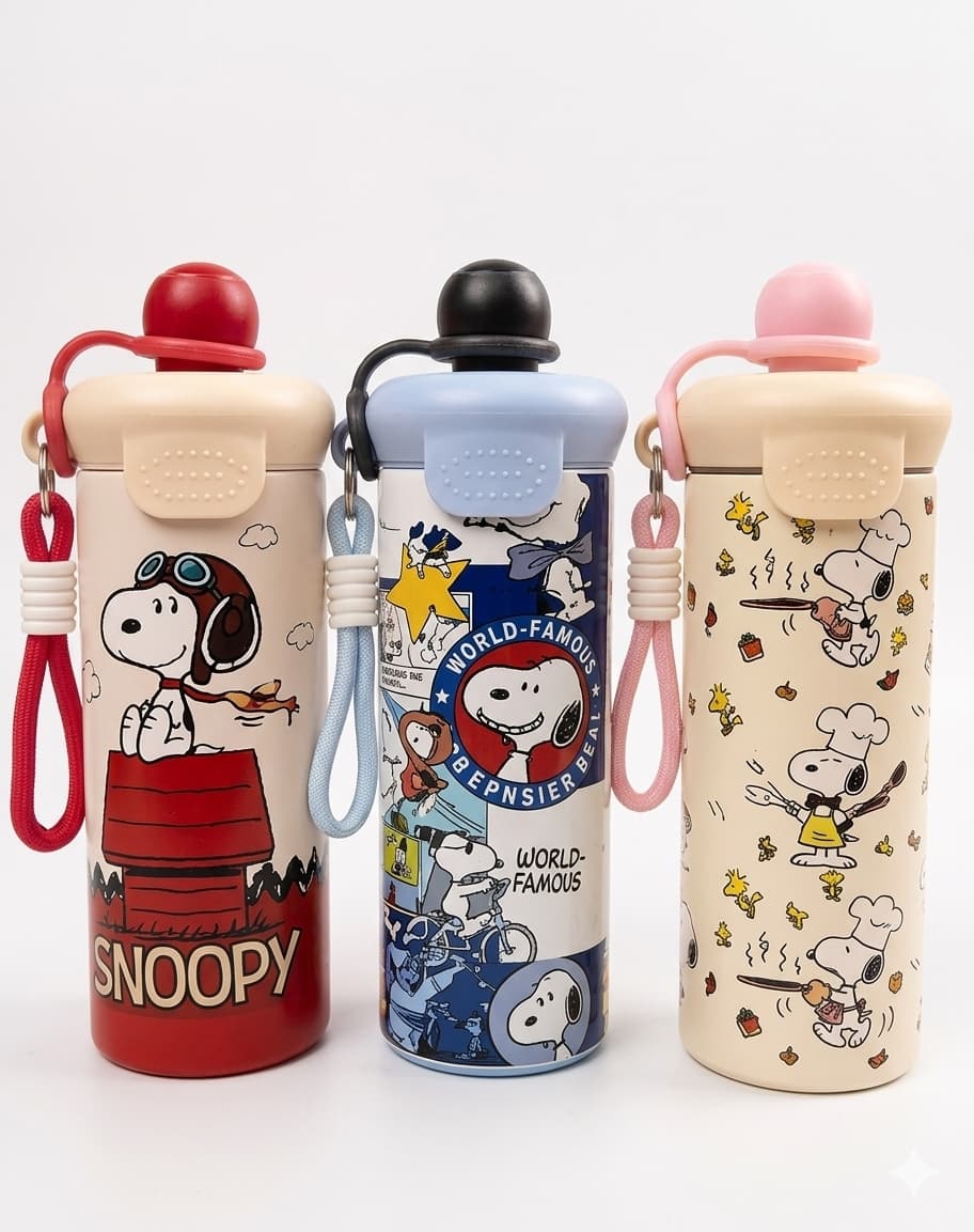Peanuts Snoopy Vacuum Insulated Stainless Steel Thermos Water Bottle Set