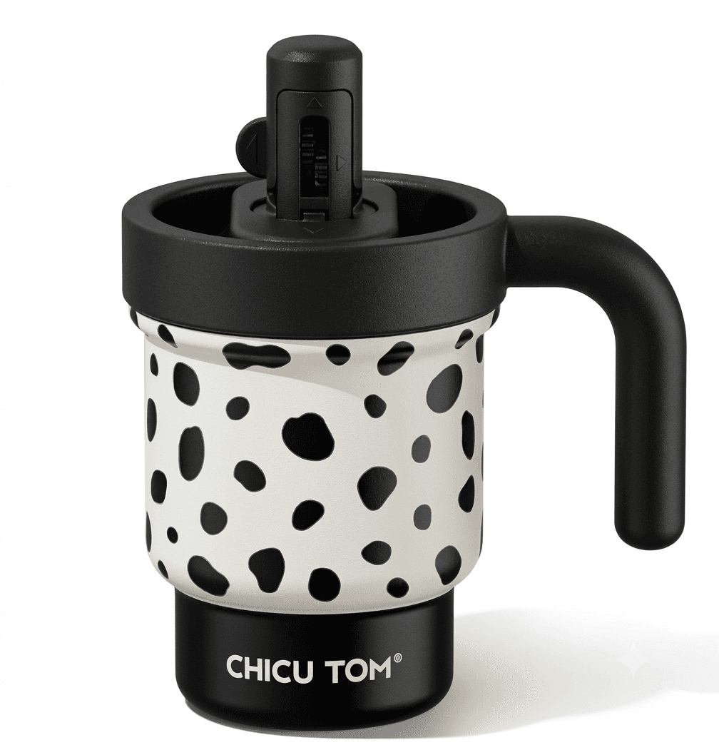 CHICU TOM Cow Print Insulated Stainless Steel Toddler Sippy Mug