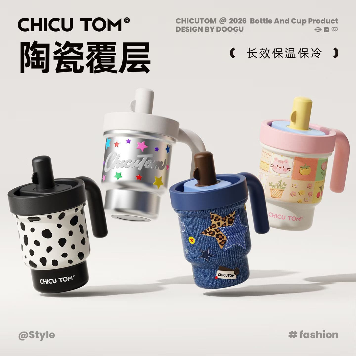 CHICU TOM Cow Print Insulated Stainless Steel Toddler Sippy Mug — view 2