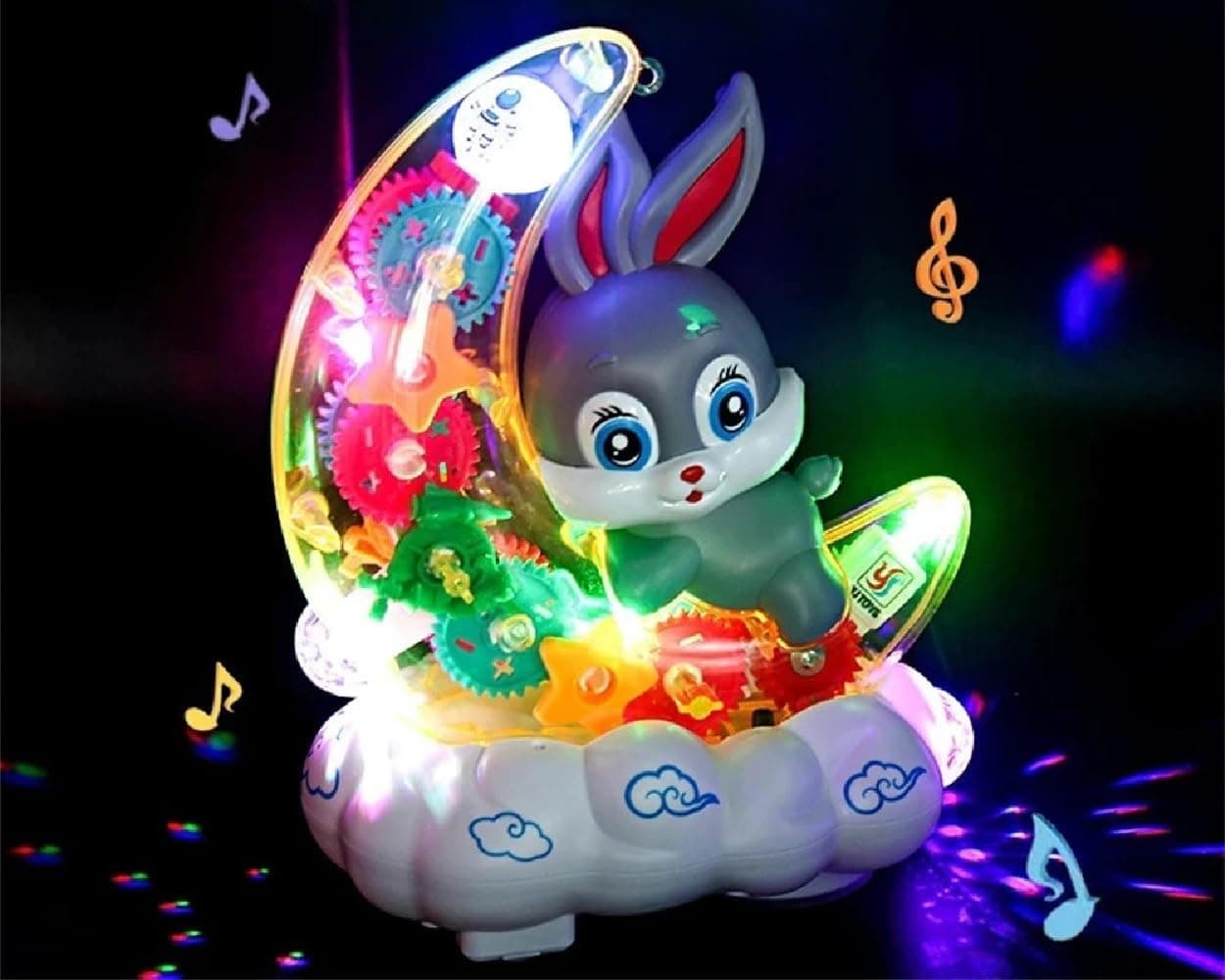 Moon Rabbit Toy With Lights, Music & Transparent Gears