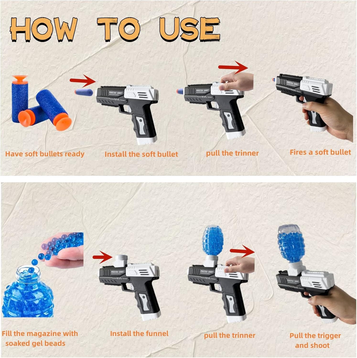 2-in-1 Water Ball & Soft Bullet Shooting Gun Toy For Kids — view 3