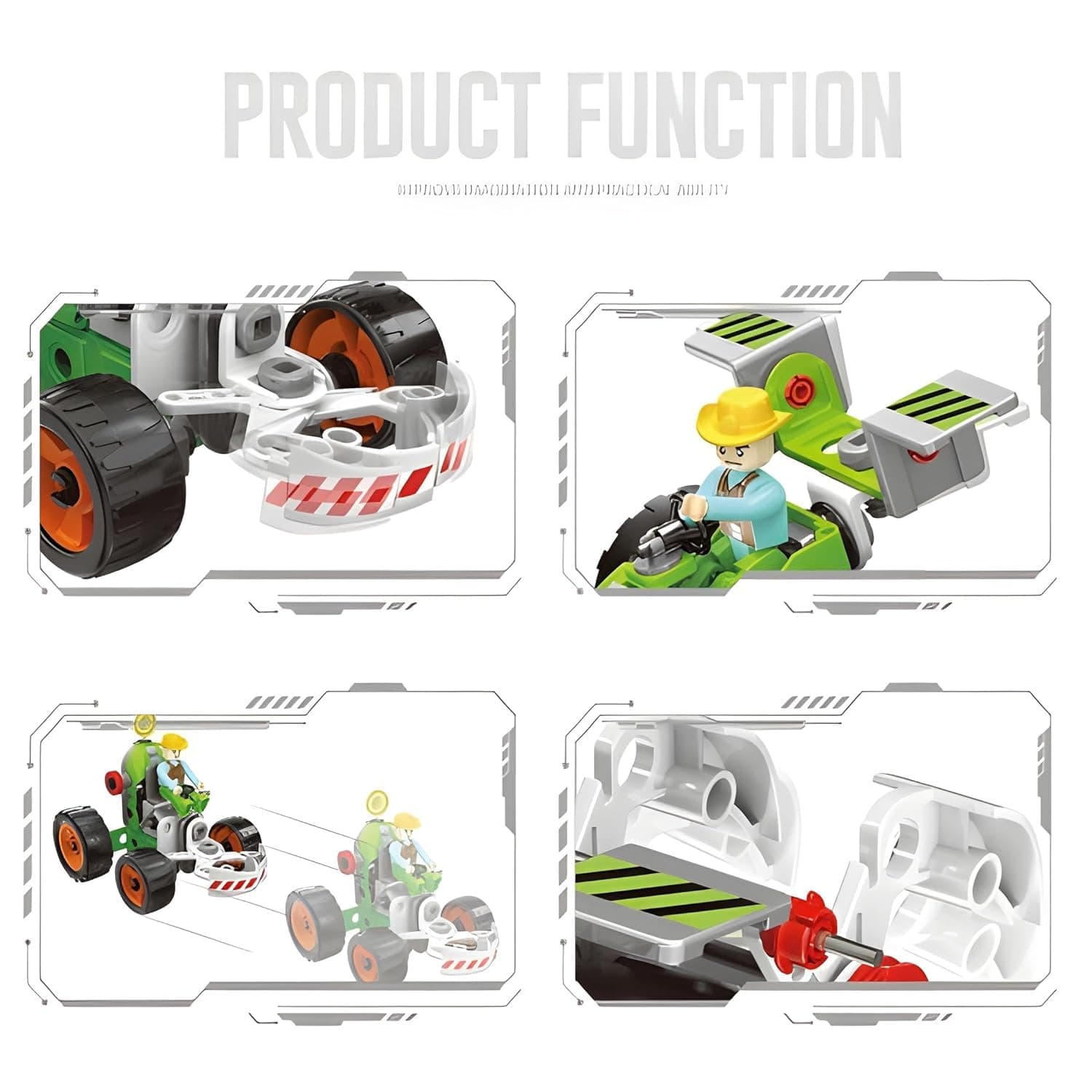 Kidoyz Creator City Farm Tools STEAM DIY 72 Pcs | 3-in-1 Vehicle Creation Set | Build & Play Construction Toy for Kids | Educational Engineering Kit for Creativity & Motor Skills Development — view 2
