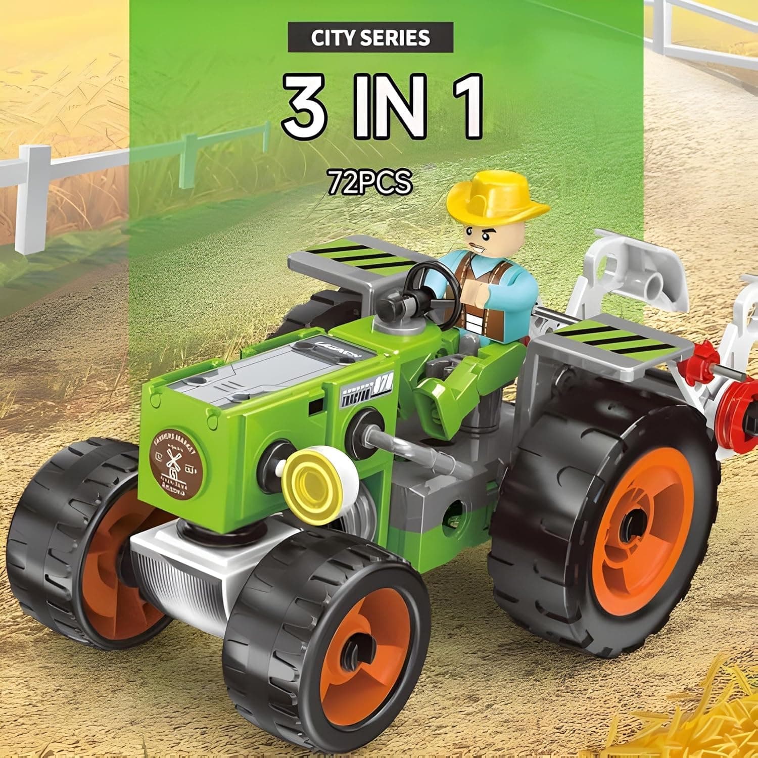 Kidoyz Creator City Farm Tools STEAM DIY 72 Pcs | 3-in-1 Vehicle Creation Set | Build & Play Construction Toy for Kids | Educational Engineering Kit for Creativity & Motor Skills Development — view 5