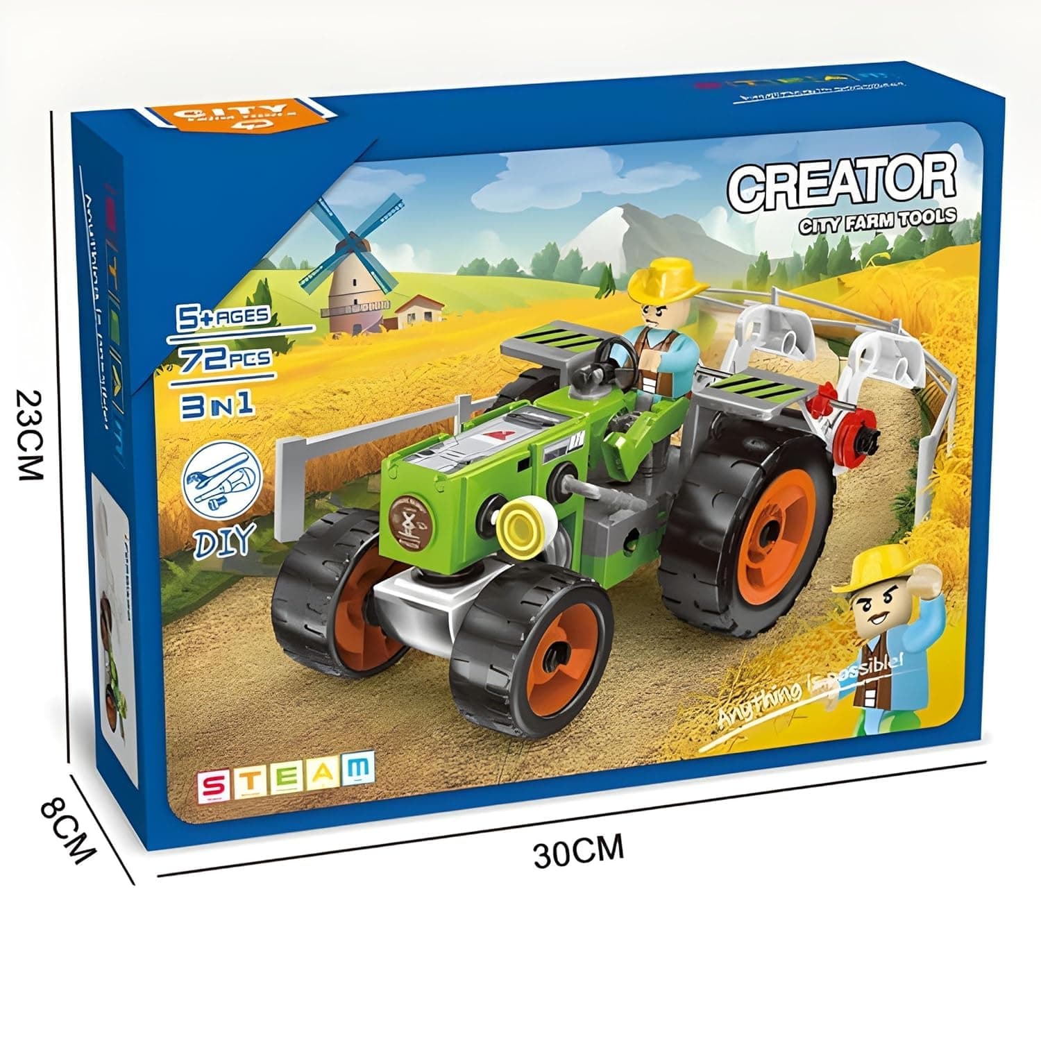 Kidoyz Creator City Farm Tools STEAM DIY 72 Pcs | 3-in-1 Vehicle Creation Set | Build & Play Construction Toy for Kids | Educational Engineering Kit for Creativity & Motor Skills Development — view 6