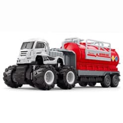 Big Diecast Metal Head Kids Water Tanker Fire Truck Toy – Heavy Duty Construction Vehicle with Realistic Design, Rugged Wheels – Fun Educational Rescue Play Gift for Boys & Girls (Red)