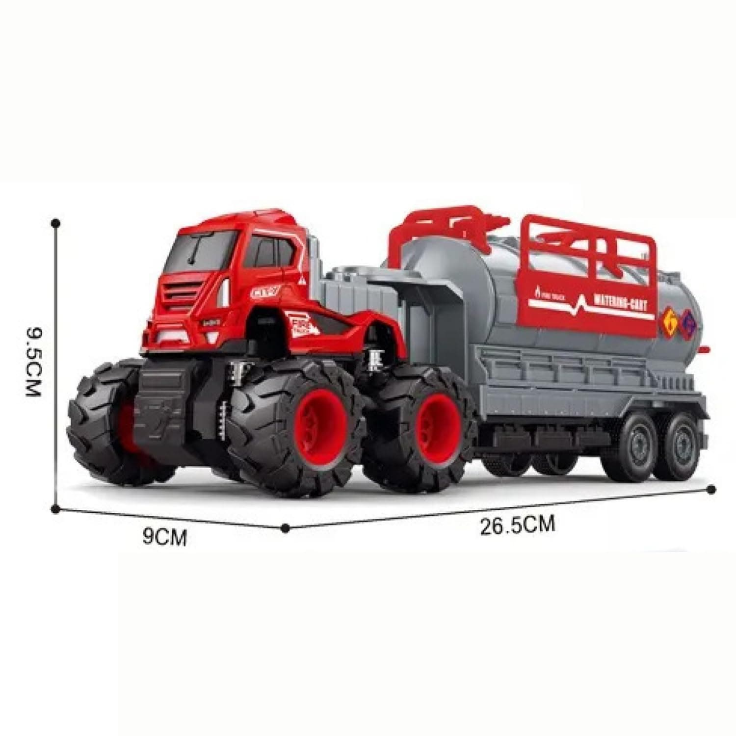 Big Diecast Metal Head Kids Water Tanker Fire Truck Toy – Heavy Duty Construction Vehicle with Realistic Design, Rugged Wheels – Fun Educational Rescue Play Gift for Boys & Girls (Red) — view 3