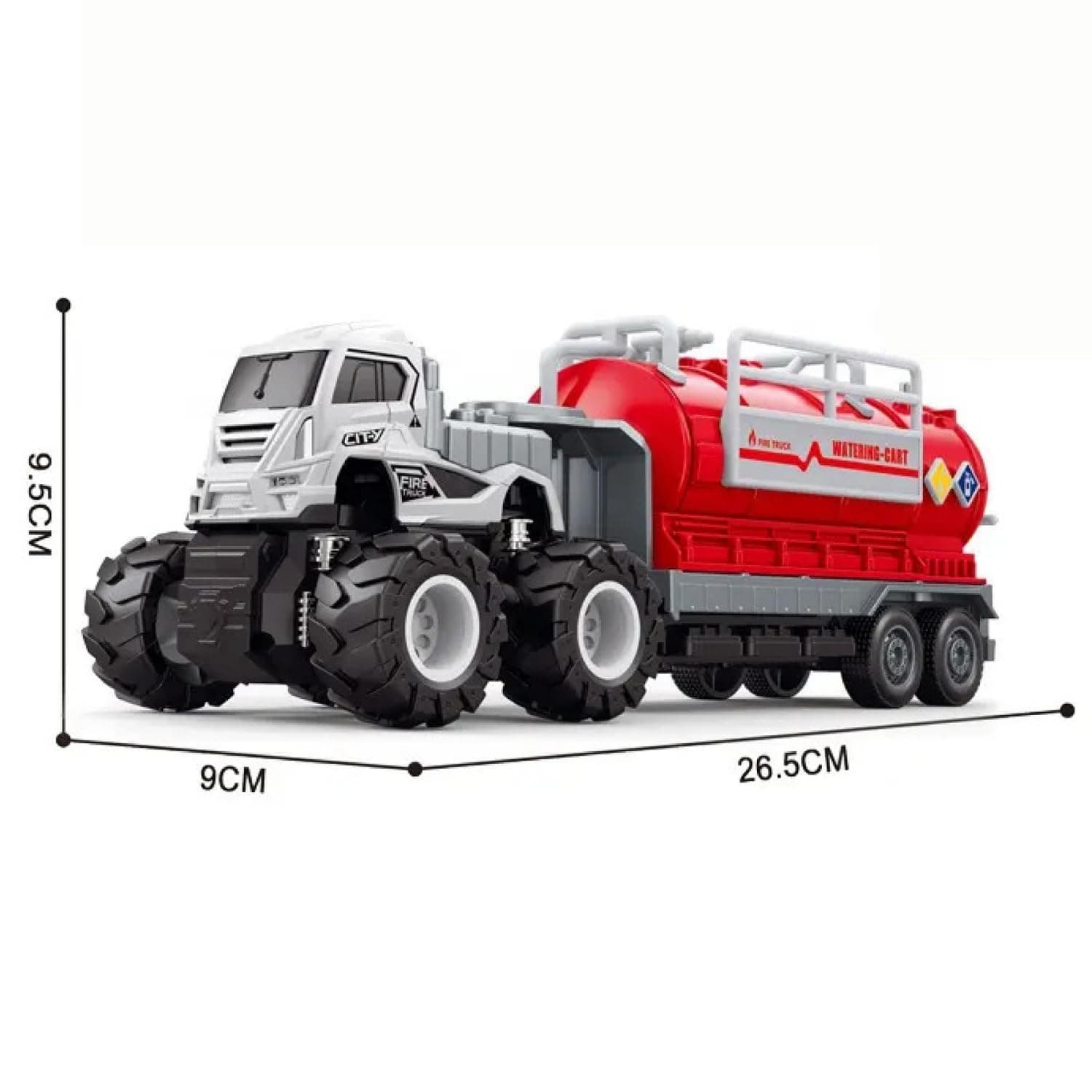 Big Diecast Metal Head Kids Water Tanker Fire Truck Toy – Heavy Duty Construction Vehicle with Realistic Design, Rugged Wheels – Fun Educational Rescue Play Gift for Boys & Girls (Red) — view 4